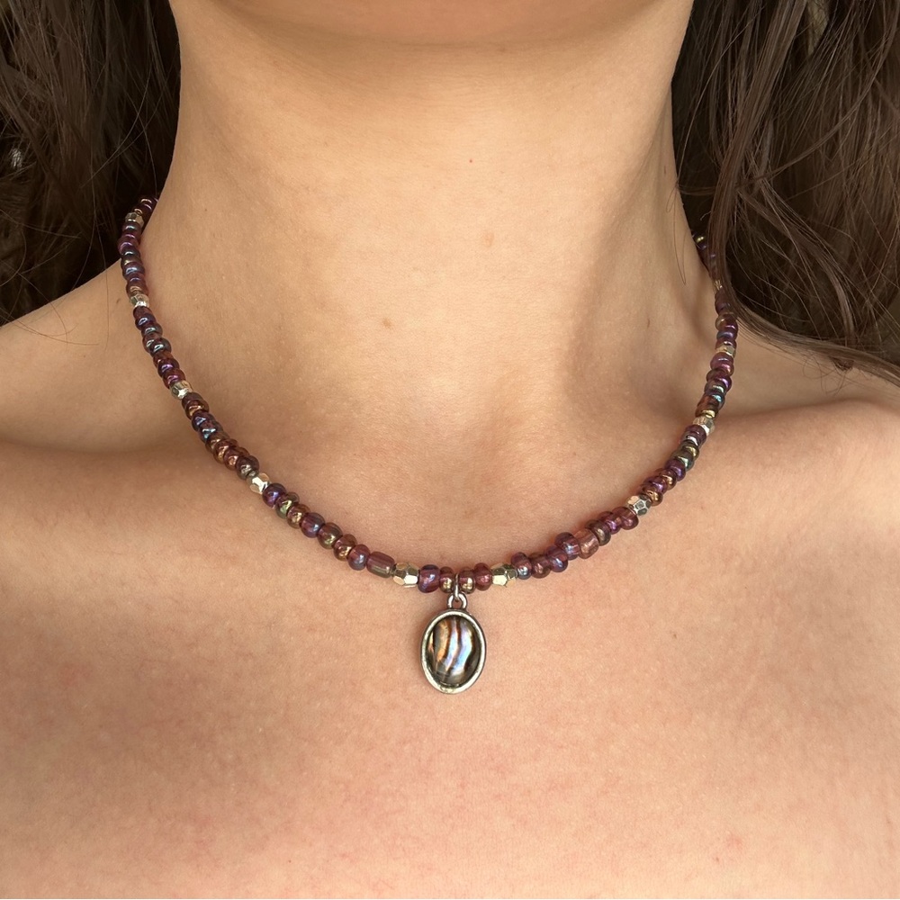 handmade faux abalone choker